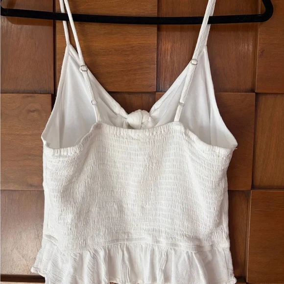 Japna White Gauze Tie-Front Spaghetti Strap Camisole - Picture 6 of 7